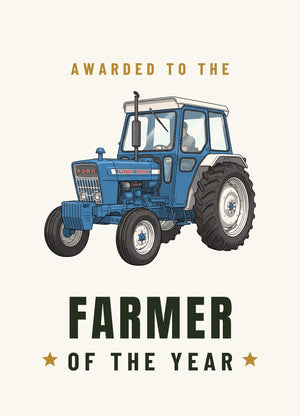 Furrow & Fields Greeting Card Farmer of the Year Ford 4000 Cartoon | Greeting Card Quality Farmers Merch