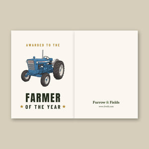 Furrow & Fields Greeting Card Farmer of the Year Ford 5000 Cartoon | Greeting Card Quality Farmers Merch