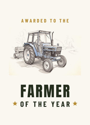 Furrow & Fields Greeting Card Farmer of the Year Ford 6640 SLE Pencil Sketch | Greeting Card Quality Farmers Merch