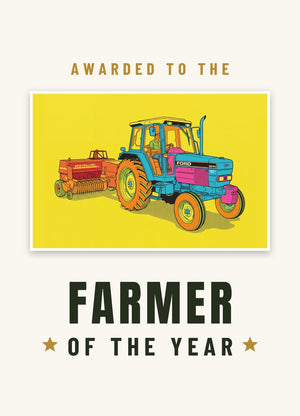 Furrow & Fields Greeting Card Farmer of the Year Ford 6640 SLE Pop Art | Greeting Card Quality Farmers Merch