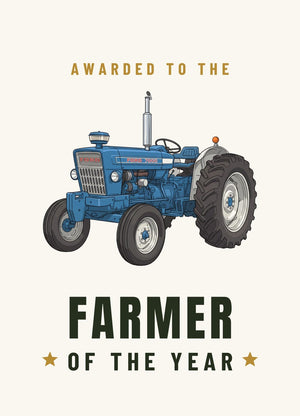 Furrow & Fields Greeting Card Farmer of the Year Ford 7000 Cartoon | Greeting Card Quality Farmers Merch