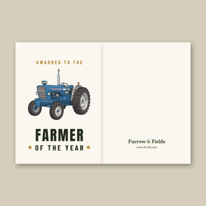 Furrow & Fields Greeting Card Farmer of the Year Ford 7000 Cartoon | Greeting Card Quality Farmers Merch
