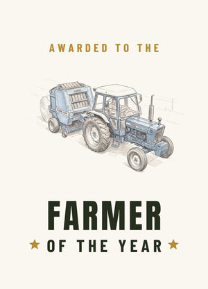 Furrow & Fields Greeting Card Farmer of the Year Ford 7600 Pencil Sketch | Greeting Card Quality Farmers Merch