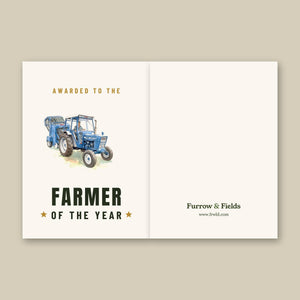 Furrow & Fields Greeting Card Farmer of the Year Ford 7600 Watercolour | Greeting Card Quality Farmers Merch