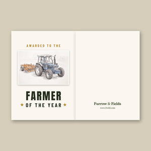 Furrow & Fields Greeting Card Farmer of the Year Ford 7810 Generation III Pencil Sketch | Greeting Card Quality Farmers Merch
