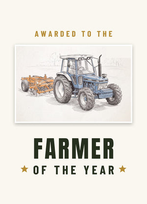Furrow & Fields Greeting Card Farmer of the Year Ford 7810 Generation III Pencil Sketch | Greeting Card Quality Farmers Merch