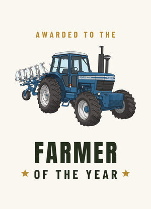 Furrow & Fields Greeting Card Farmer of the Year Ford 9700 Cartoon | Greeting Card Quality Farmers Merch