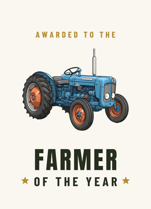 Furrow & Fields Greeting Card Farmer of the Year Fordson Dexta Cartoon | Greeting Card Quality Farmers Merch