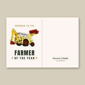 Furrow & Fields Greeting Card Farmer of the Year JCB 3C II Backhoe | Greeting Card Quality Farmers Merch