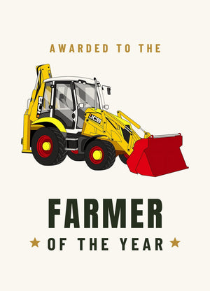 Furrow & Fields Greeting Card Farmer of the Year JCB 3CX 70th Anniversary Edition | Greeting Card Quality Farmers Merch