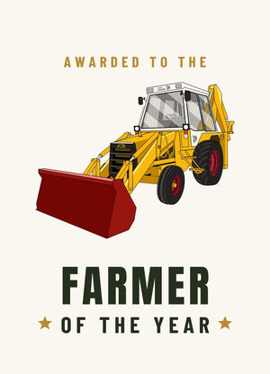 Furrow & Fields Greeting Card Farmer of the Year JCB 3CX | Greeting Card Quality Farmers Merch