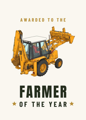 Furrow & Fields Greeting Card Farmer of the Year JCB 3CX Grey Cab | Greeting Card Quality Farmers Merch