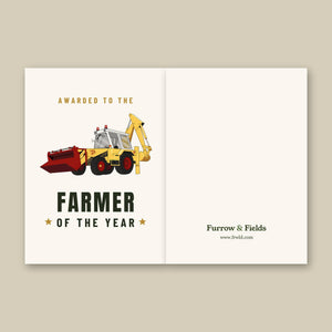 Furrow & Fields Greeting Card Farmer of the Year JCB 3D | Greeting Card Quality Farmers Merch