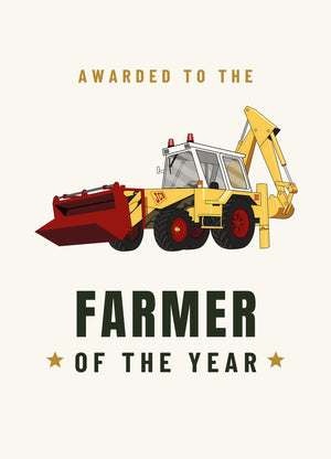 Furrow & Fields Greeting Card Farmer of the Year JCB 3D | Greeting Card Quality Farmers Merch