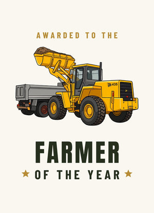 Furrow & Fields Greeting Card Farmer of the Year JCB 435 Loader | Greeting Card Quality Farmers Merch