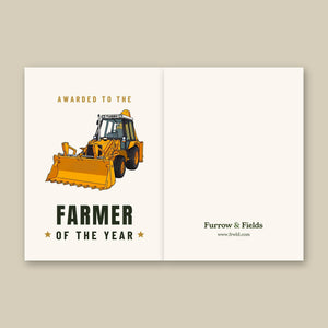 Furrow & Fields Greeting Card Farmer of the Year JCB Grey Cab Turbo | Greeting Card Quality Farmers Merch