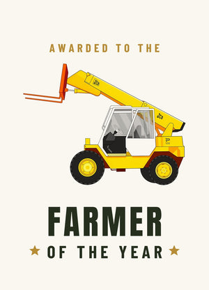 Furrow & Fields Greeting Card Farmer of the Year JCB Loadall 520 | Greeting Card Quality Farmers Merch