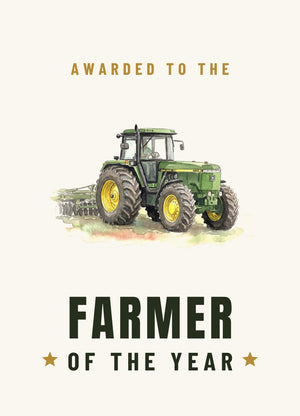 Furrow & Fields Greeting Card Farmer of the Year John Deere 4955 Watercolour | Greeting Card Quality Farmers Merch