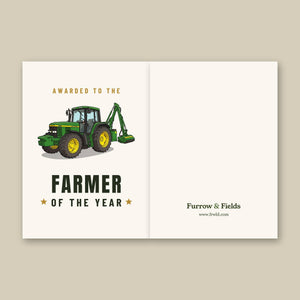 Furrow & Fields Greeting Card Farmer of the Year John Deere 6910 with Hedge Cutter | Greeting Card Quality Farmers Merch