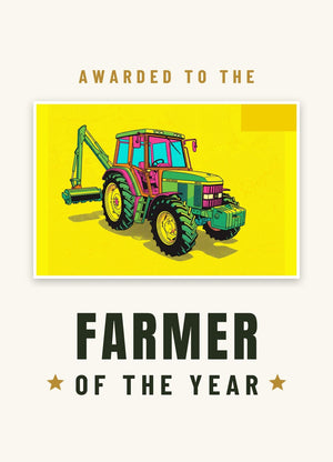 Furrow & Fields Greeting Card Farmer of the Year John Deere 6910 with Hedge Cutter Pop Art | Greeting Card Quality Farmers Merch