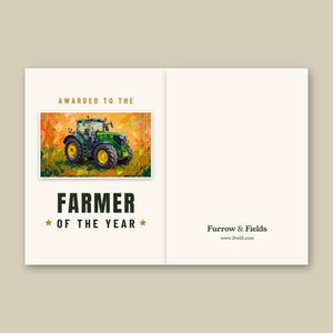 Furrow & Fields Greeting Card Farmer of the Year John Deere 6R 250 Splash Art | Greeting Card Quality Farmers Merch