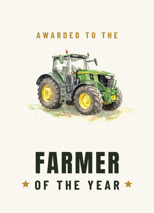Furrow & Fields Greeting Card Farmer of the Year John Deere 6R 250 Watercolour | Greeting Card Quality Farmers Merch