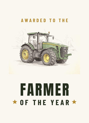Furrow & Fields Greeting Card Farmer of the Year John Deere 8345R Pencil Sketch | Greeting Card Quality Farmers Merch