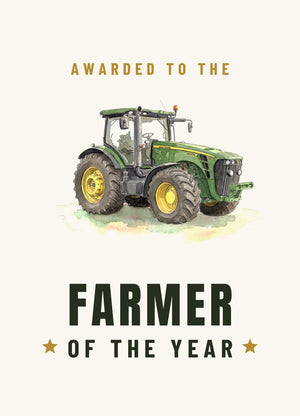 Furrow & Fields Greeting Card Farmer of the Year John Deere 8345R Watercolour | Greeting Card Quality Farmers Merch