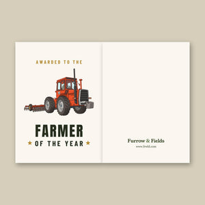 Furrow & Fields Greeting Card Farmer of the Year Massey Ferguson 1200 Cartoon | Greeting Card Quality Farmers Merch