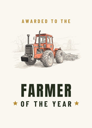 Furrow & Fields Greeting Card Farmer of the Year Massey Ferguson 1200 Pencil Sketch | Greeting Card Quality Farmers Merch