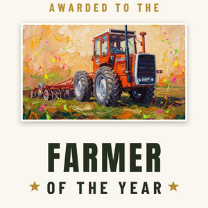 Furrow & Fields Greeting Card Farmer of the Year Massey Ferguson 1200 Splash Art | Greeting Card Quality Farmers Merch