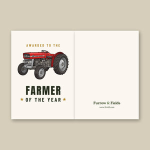 Furrow & Fields Greeting Card Farmer of the Year Massey Ferguson 135 Cartoon | Greeting Card Quality Farmers Merch