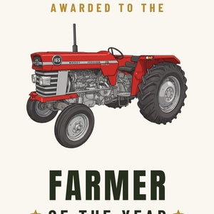 Furrow & Fields Greeting Card Farmer of the Year Massey Ferguson 165 Cartoon | Greeting Card Quality Farmers Merch