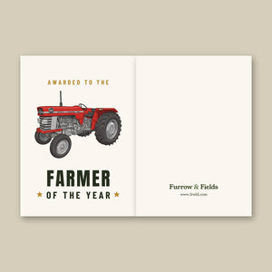 Furrow & Fields Greeting Card Farmer of the Year Massey Ferguson 165 Cartoon | Greeting Card Quality Farmers Merch