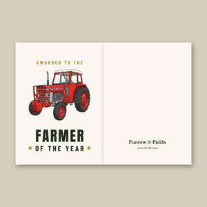 Furrow & Fields Greeting Card Farmer of the Year Massey Ferguson 188 Cartoon | Greeting Card Quality Farmers Merch
