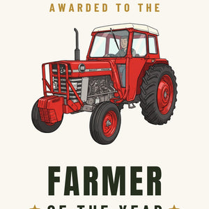 Furrow & Fields Greeting Card Farmer of the Year Massey Ferguson 188 Cartoon | Greeting Card Quality Farmers Merch