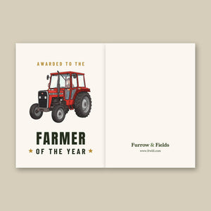 Furrow & Fields Greeting Card Farmer of the Year Massey Ferguson 240 Cartoon | Greeting Card Quality Farmers Merch