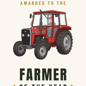 Furrow & Fields Greeting Card Farmer of the Year Massey Ferguson 240 Cartoon | Greeting Card Quality Farmers Merch