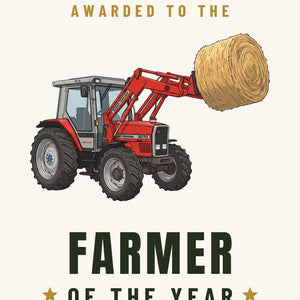 Furrow & Fields Greeting Card Farmer of the Year Massey Ferguson 3070 Cartoon | Greeting Card Quality Farmers Merch