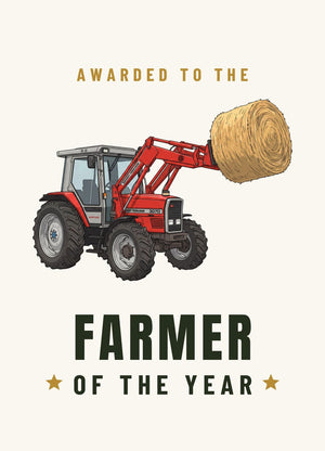 Furrow & Fields Greeting Card Farmer of the Year Massey Ferguson 3070 Cartoon | Greeting Card Quality Farmers Merch
