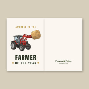 Furrow & Fields Greeting Card Farmer of the Year Massey Ferguson 3070 Cartoon | Greeting Card Quality Farmers Merch