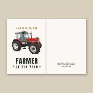 Furrow & Fields Greeting Card Farmer of the Year Massey Ferguson 3090 Cartoon | Greeting Card Quality Farmers Merch