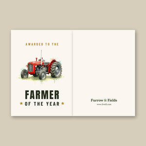 Furrow & Fields Greeting Card Farmer of the Year Massey Ferguson 35X Watercolour | Greeting Card Quality Farmers Merch