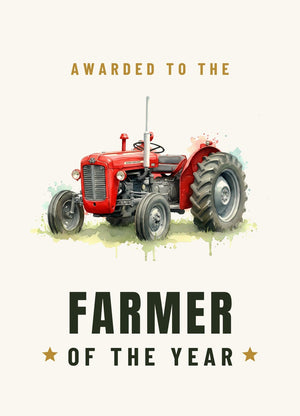 Furrow & Fields Greeting Card Farmer of the Year Massey Ferguson 35X Watercolour | Greeting Card Quality Farmers Merch