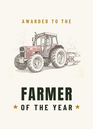 Furrow & Fields Greeting Card Farmer of the Year Massey Ferguson 375 Pencil Sketch | Greeting Card Quality Farmers Merch