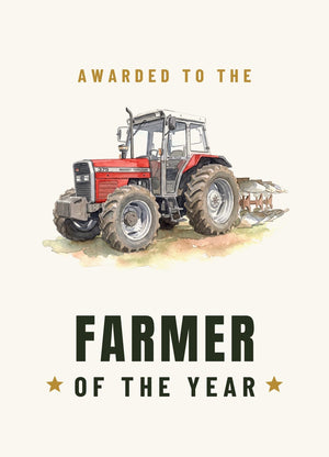Furrow & Fields Greeting Card Farmer of the Year Massey Ferguson 375 Watercolour | Greeting Card Quality Farmers Merch