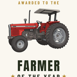 Furrow & Fields Greeting Card Farmer of the Year Massey Ferguson 399 Cartoon | Greeting Card Quality Farmers Merch