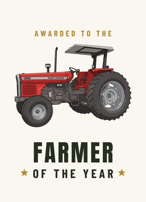 Furrow & Fields Greeting Card Farmer of the Year Massey Ferguson 399 Cartoon | Greeting Card Quality Farmers Merch