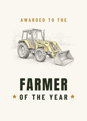 Furrow & Fields Greeting Card Farmer of the Year Massey Ferguson 50E Pencil Sketch | Greeting Card Quality Farmers Merch