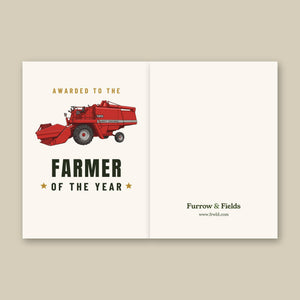 Furrow & Fields Greeting Card Farmer of the Year Massey Ferguson 520 Cartoon | Greeting Card Quality Farmers Merch